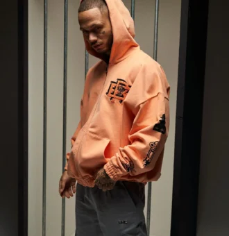 Ere Studios Locked Up Zipper Hoodie Coral 2