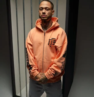 Ere Studios Locked Up Zipper Hoodie Coral 3