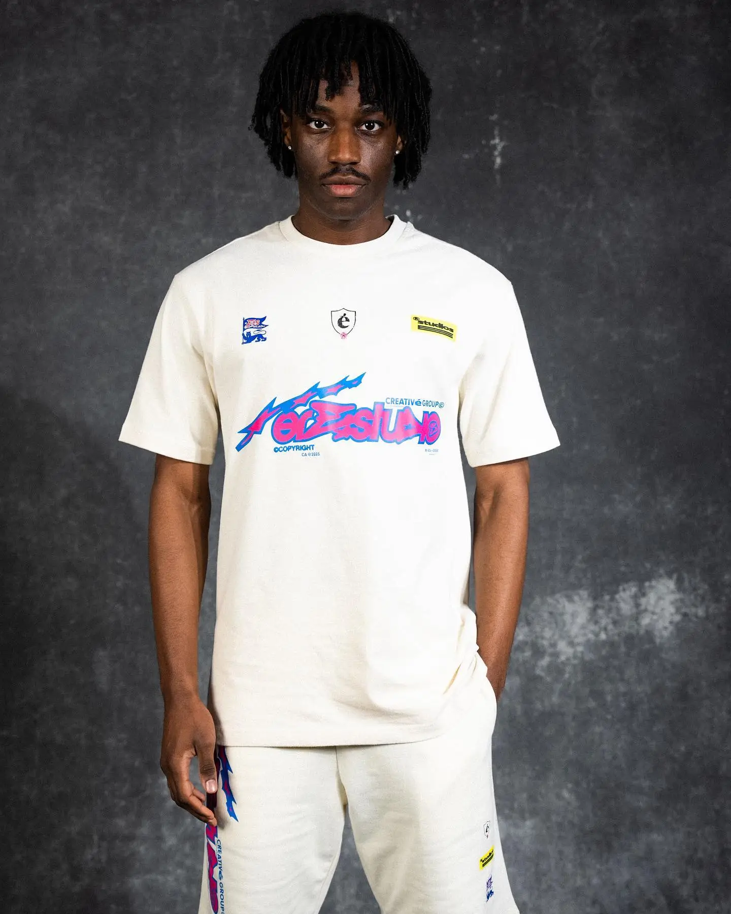 Ere Studios Midnight Trackie T Shirt Creme 1